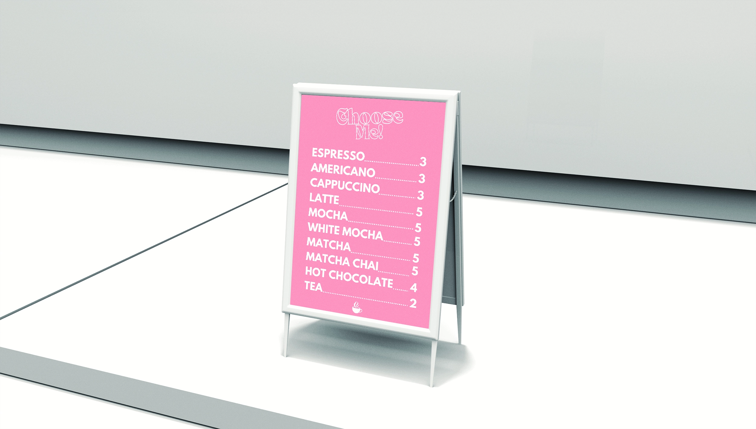 Panneau Menu pour le Coffeshop pink