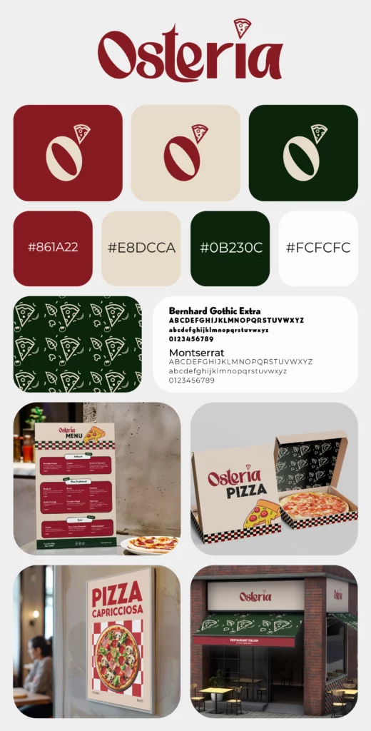 Brandboard de la pizzeria Osteria